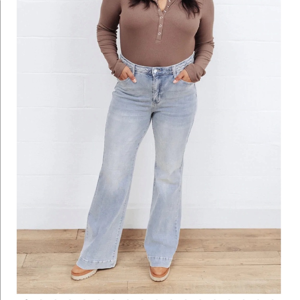 High waist wide leg w/ braided waist band JUDY BLUES